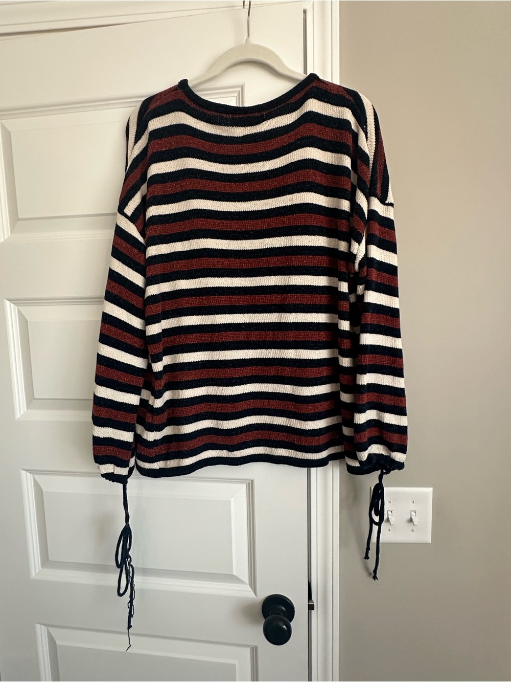 Lizard Thicket Black, White & Rust Striped Knit Top